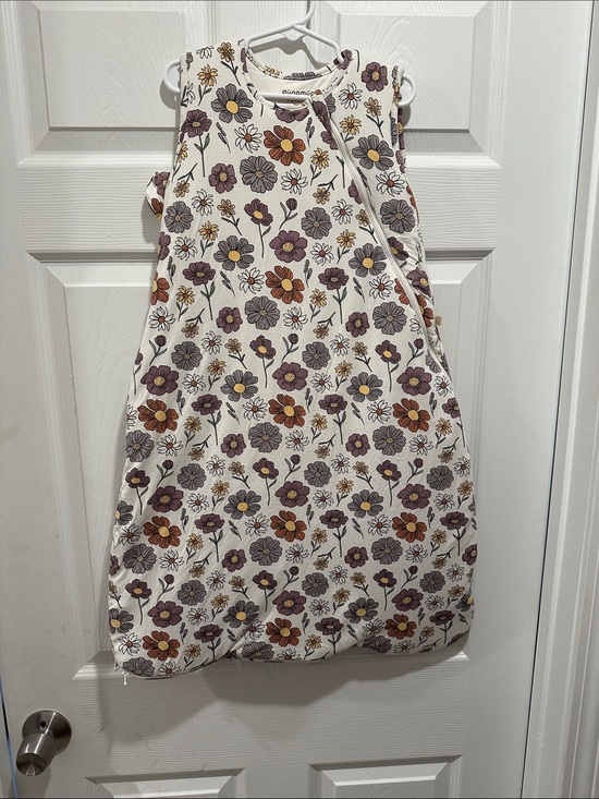 Gunamuna Other - Sleeveless Cream Floral Sleep Sack with Purple & Rust Flowers